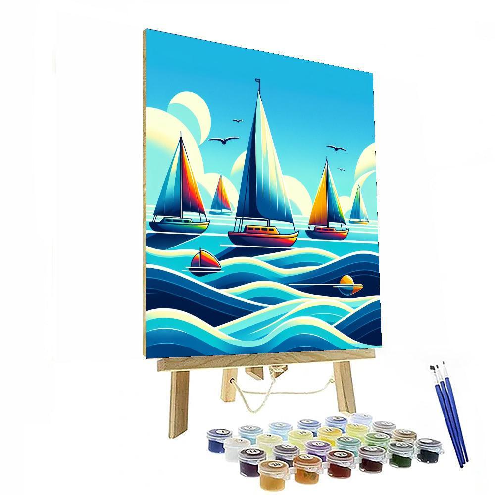 Ocean Adventure With Sailboats Paint By Numbers Art