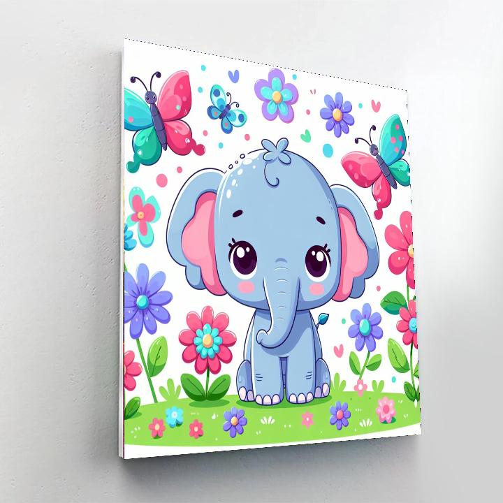 Charming Little Elephant Numbered Painting Kits