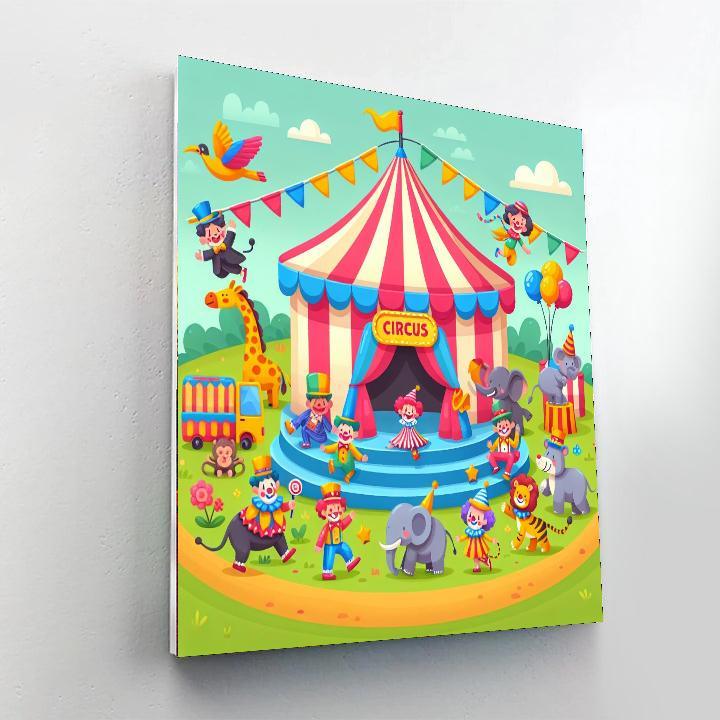 Playful Circus Scene Paint By Numbers Art