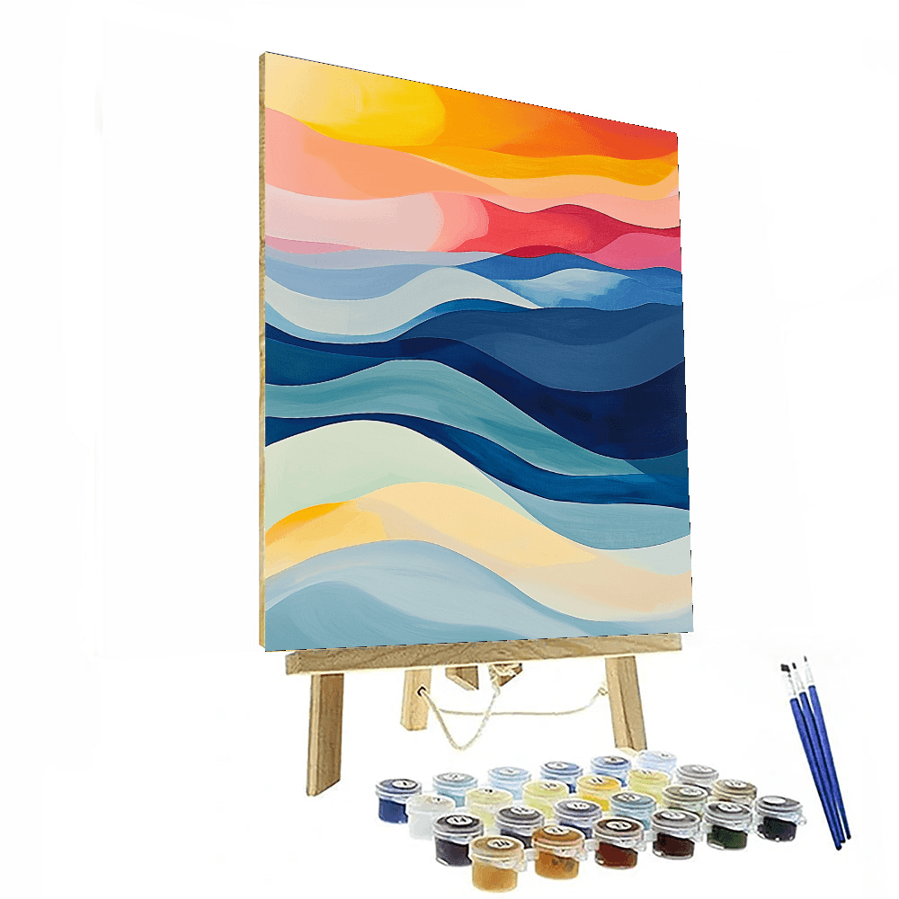 Helen Frankenthaler Inspired Abstract Ocean Wave Harmony - DIY Painting By Numbers Kit