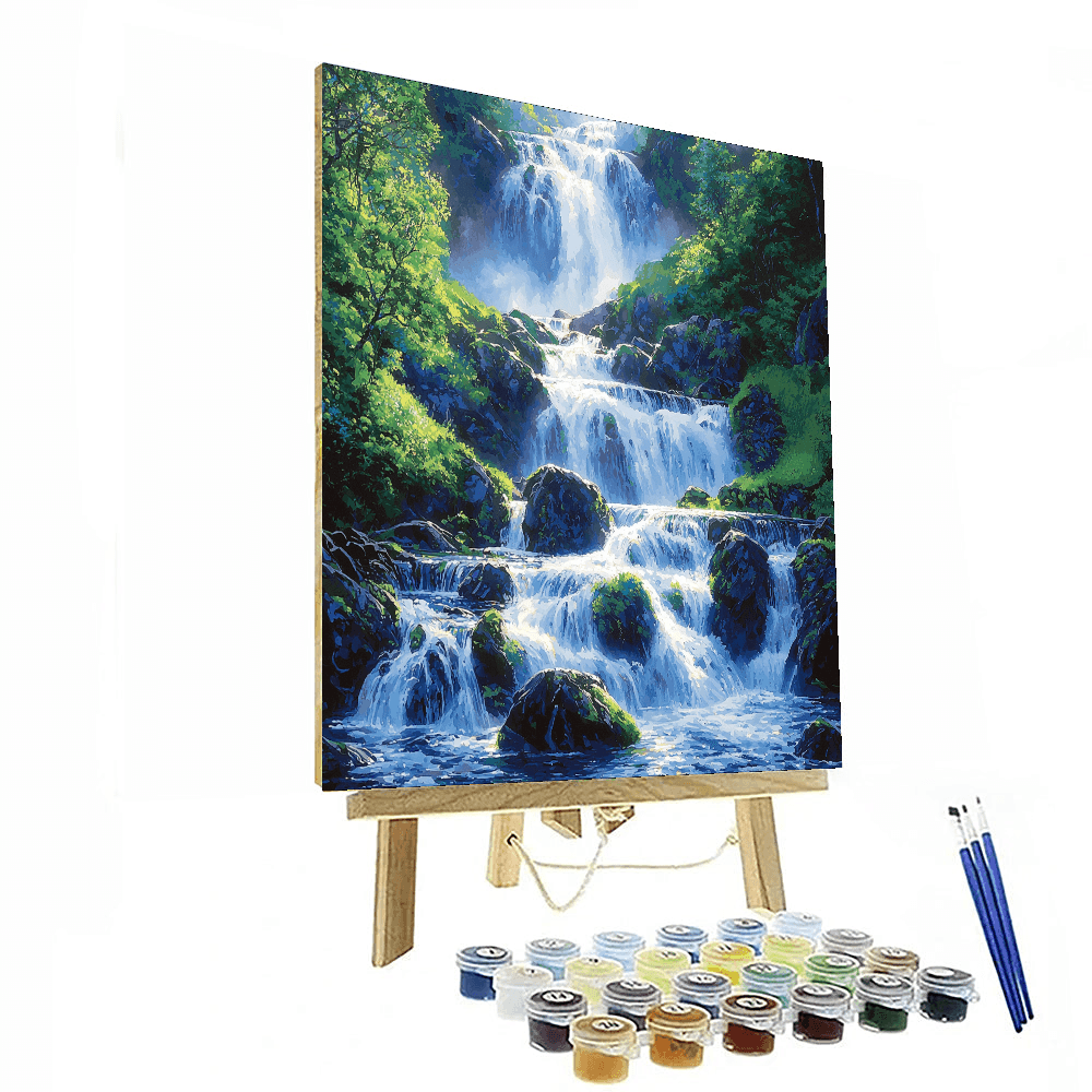 Constable Inspired Cascading Waterfalls - DIY Painting By Numbers Kit