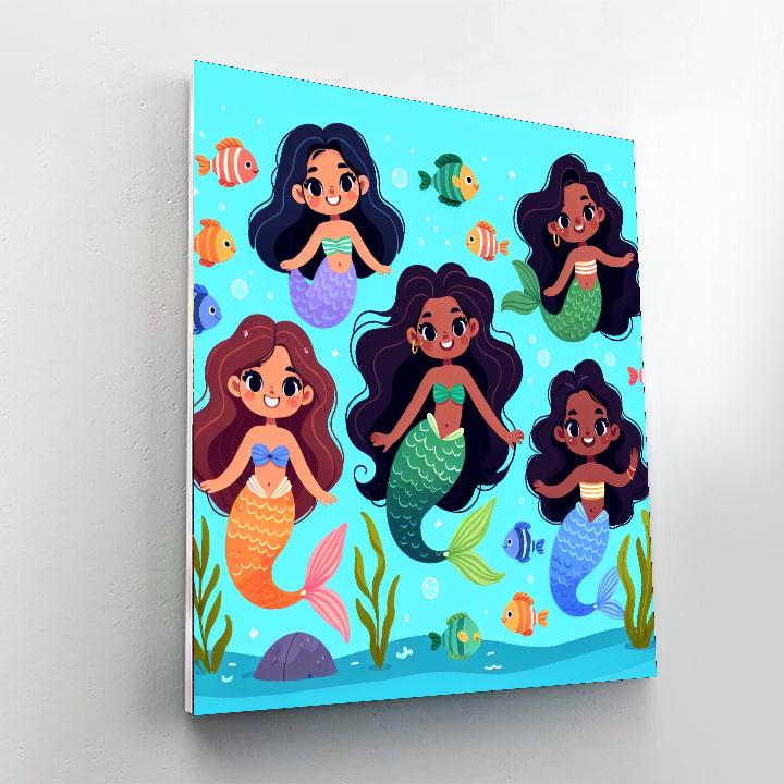 Whimsical Mermaids Number Painting