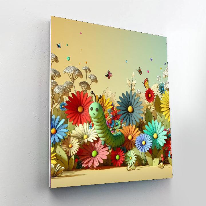 Cheerful Caterpillar's Garden Crawl Painting Number Kit