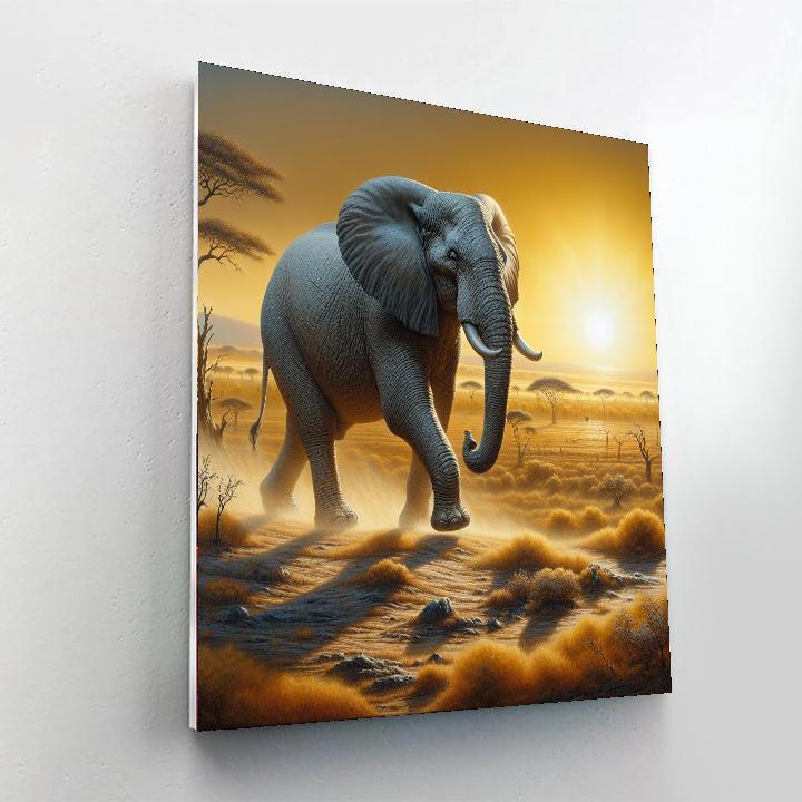 Elephant's Majestic Stroll Number Painting