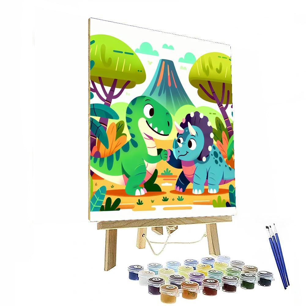 Dinosaurs At Play - Prehistoric Fun Paint By Number