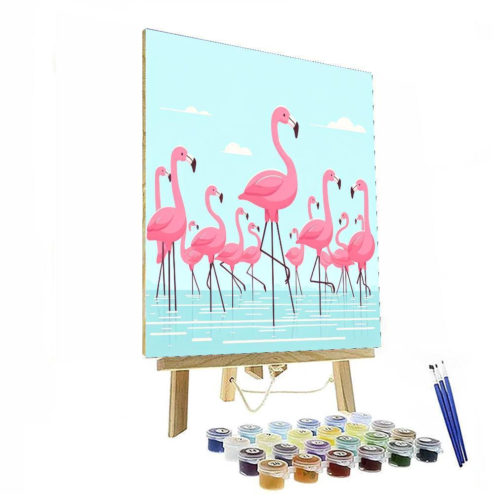 Fluffy Flamingo Frolic Paint By Color