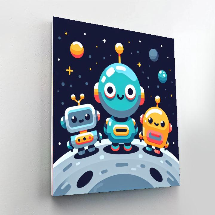 Galactic Robot Friends Paint By Numbers Art