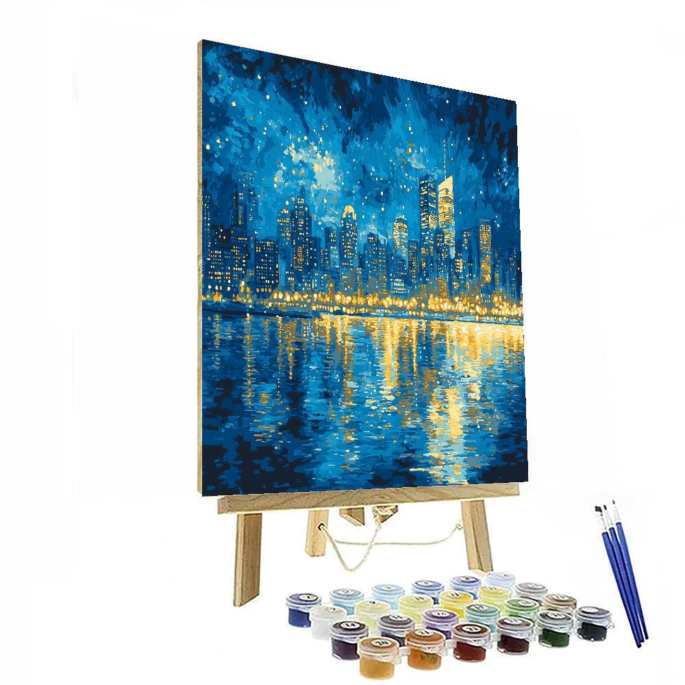 Hopper Inspired Glistening Night Lights  Number Painting