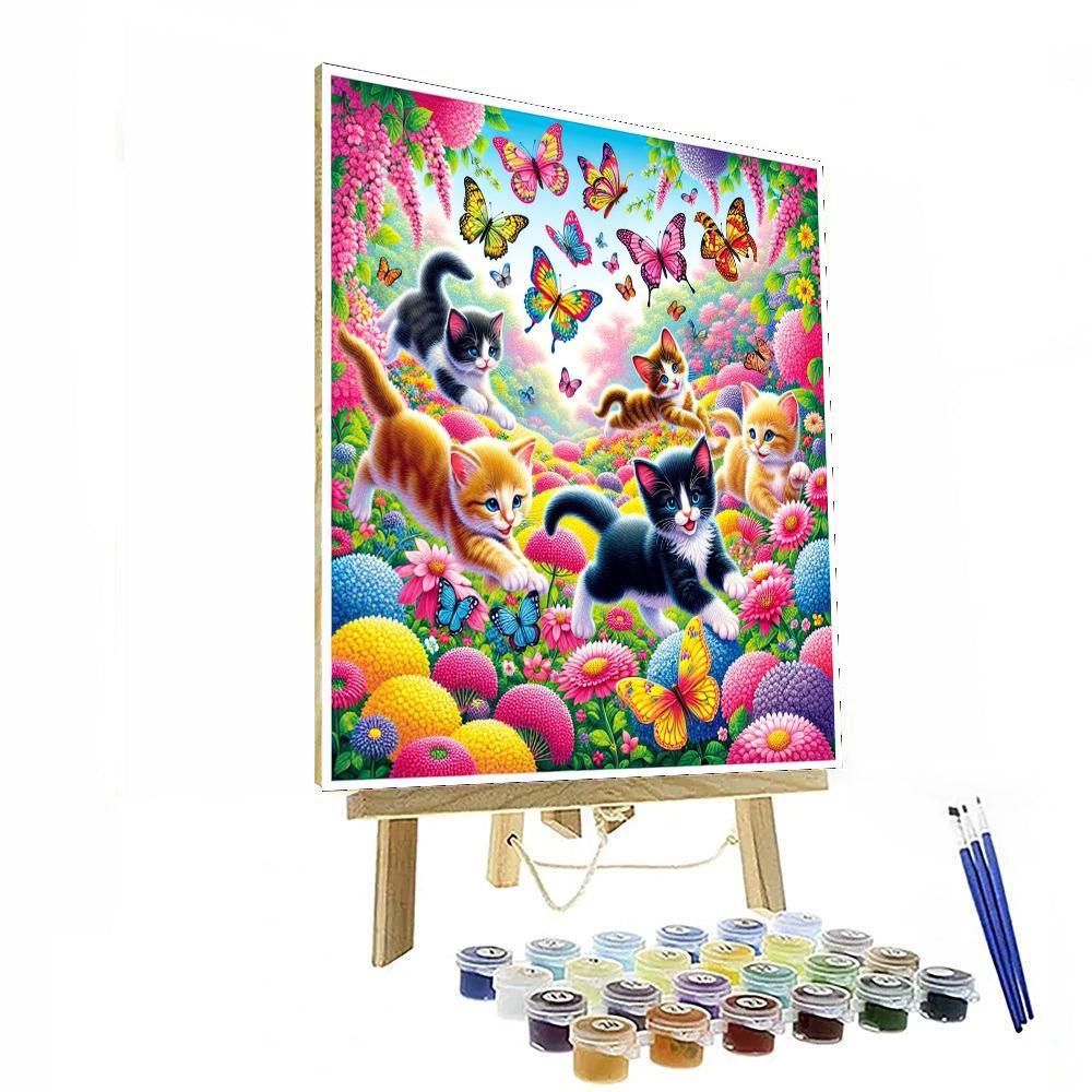 Frolicking Kittens In A Garden Paint By Numbers
