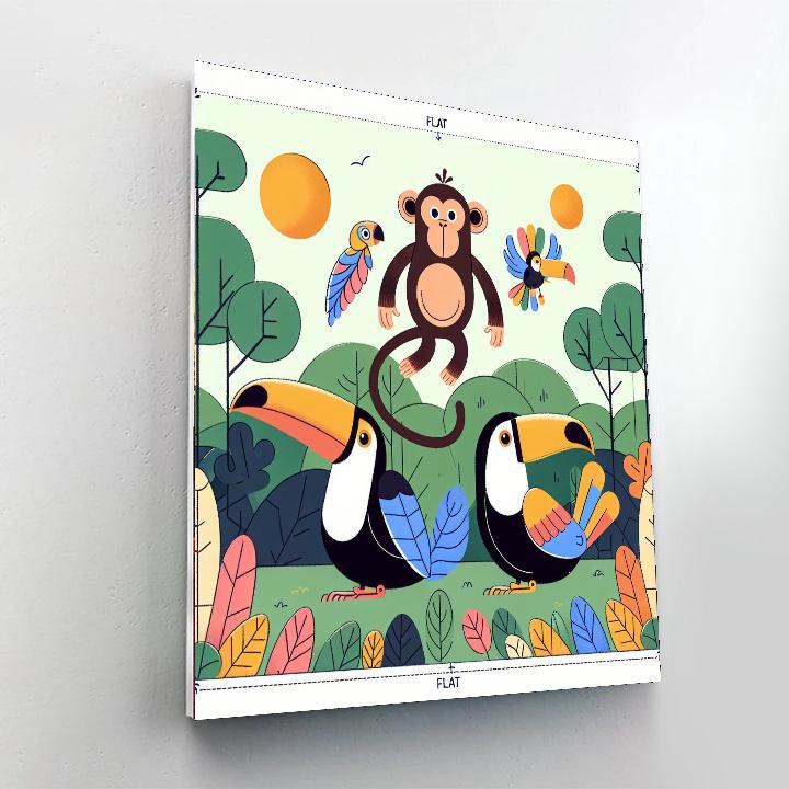 Quirky Jungle Animals Painting By Numbers Kit