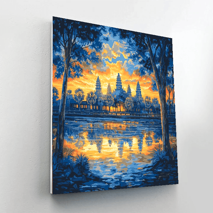 Angkor Wat At Dawn Number Painting