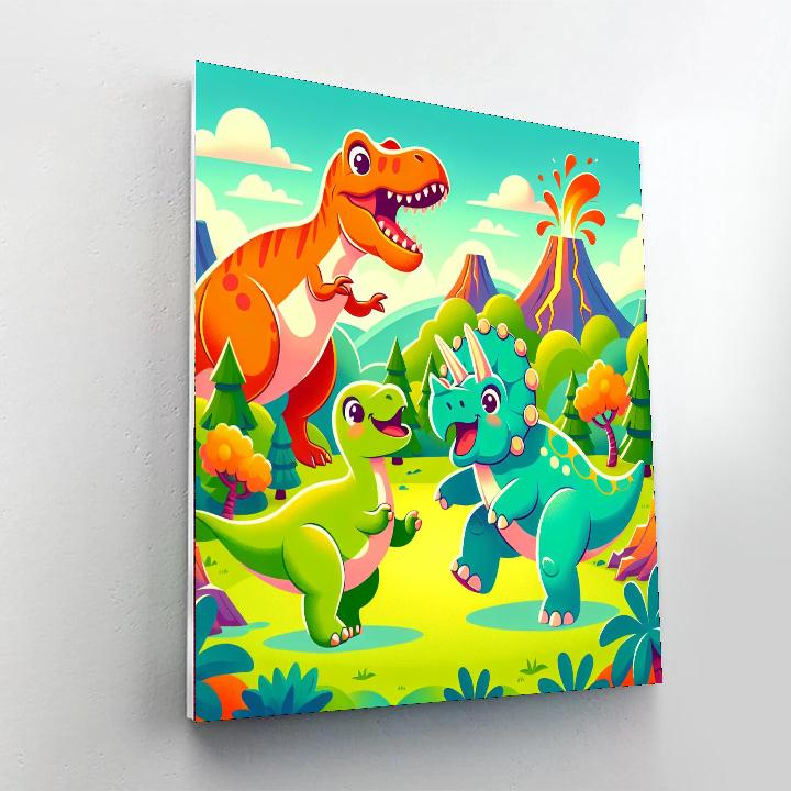 Delightful Dinosaur Expedition Paint By Numbers Art