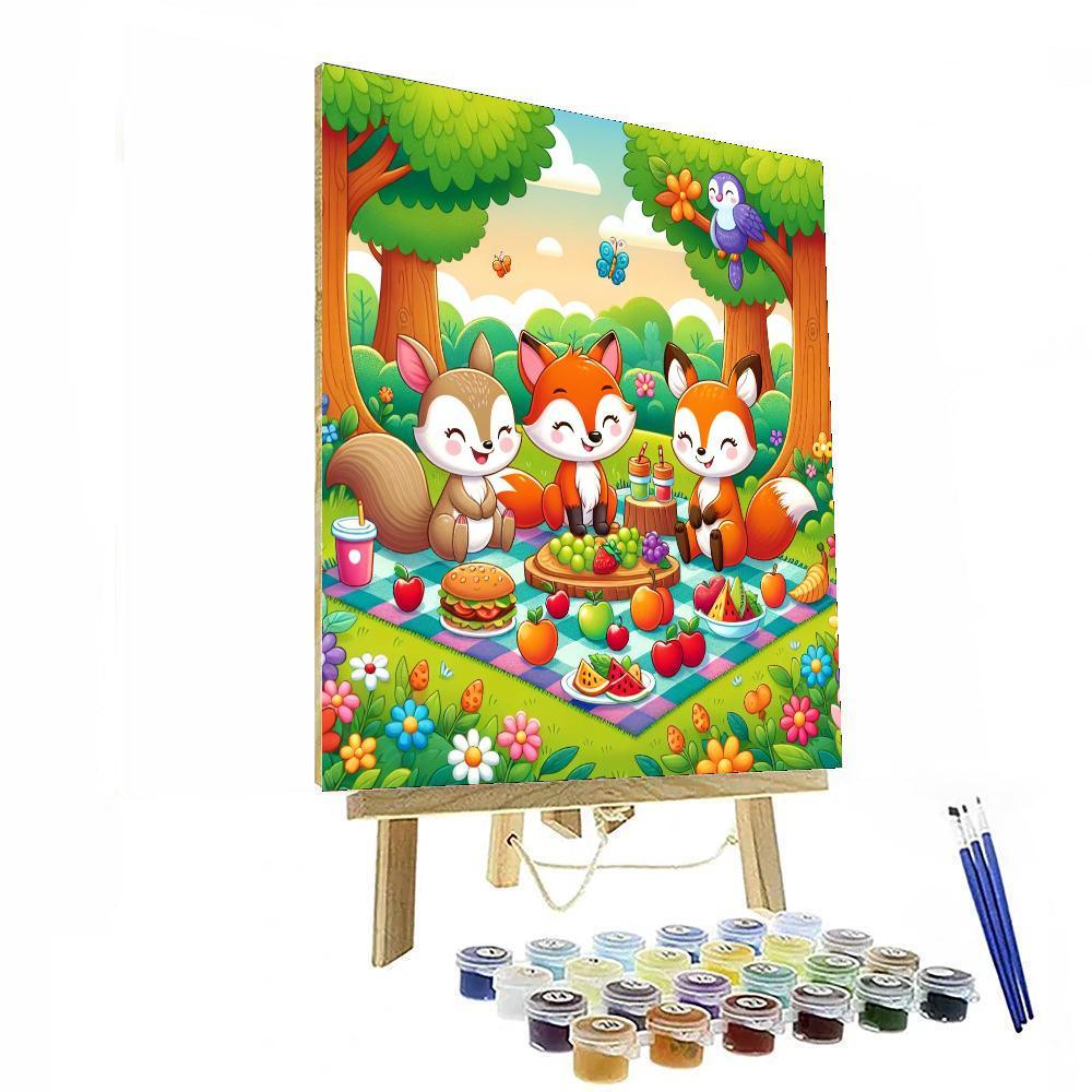 Friendly Woodland Picnic Painting By Numbers Kit