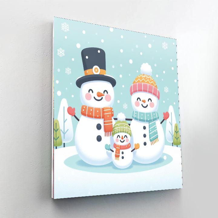 Sparkling Snowman Family DIY Paint By Numbers