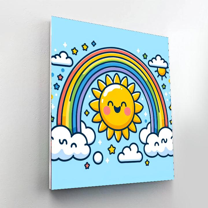 Cheerful Sun And Clouds Numbered Painting Kits