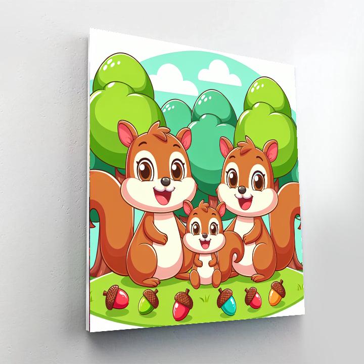 Cheerful Squirrel Family Paint By Numbers Kits