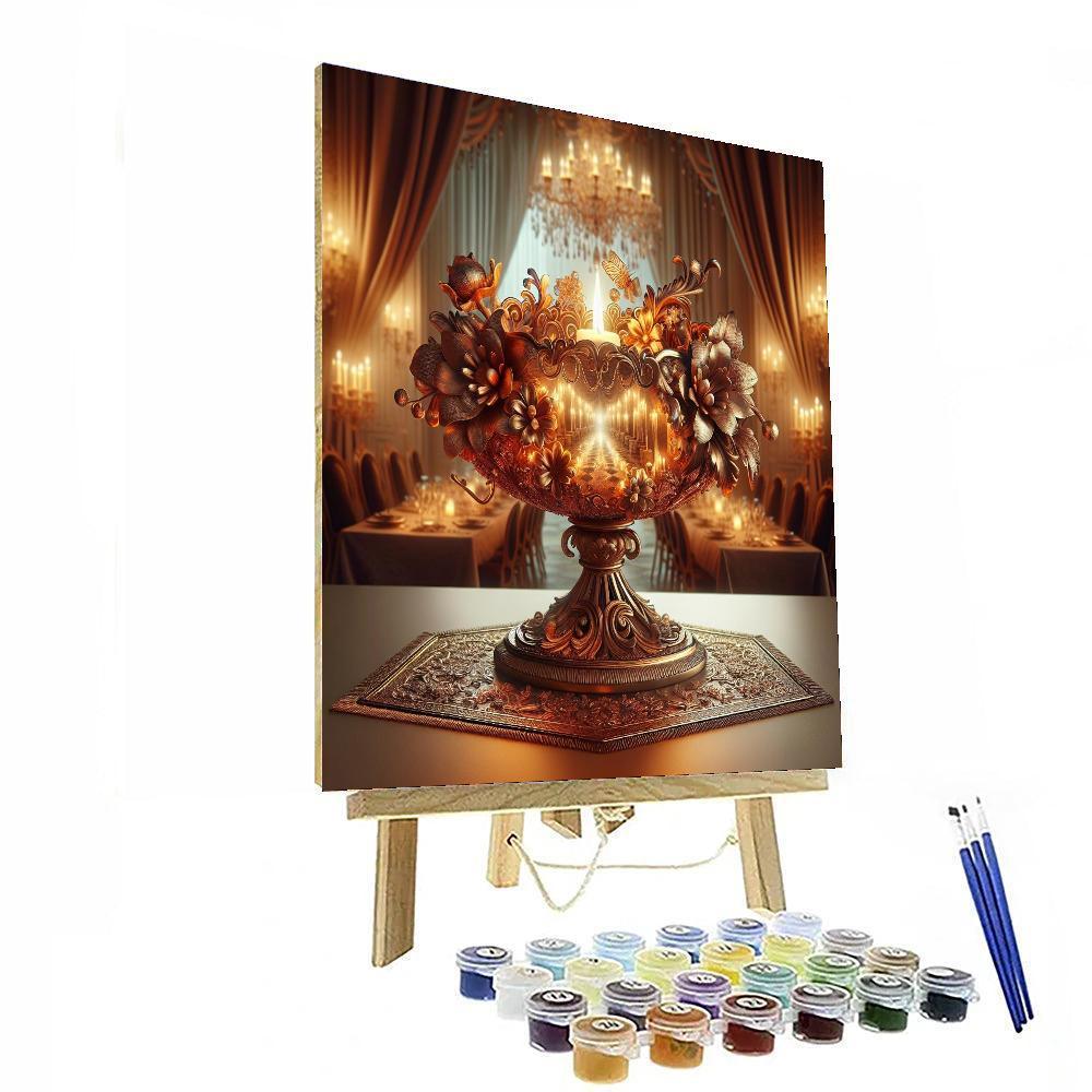 Golden Petals Candle Holder Paint By Number