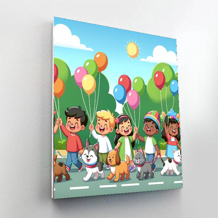 Playful Pets Parade Paint By Numbers Art