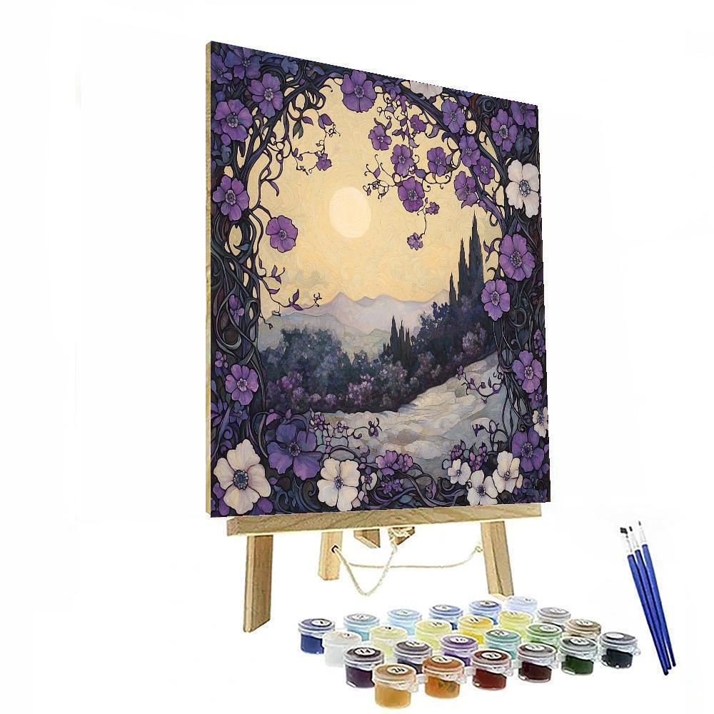 Alphonse Mucha Inspired Twilight Flora  Numbered Painting Kits