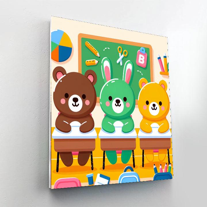 Joyful Animal School Painting By Numbers Kit