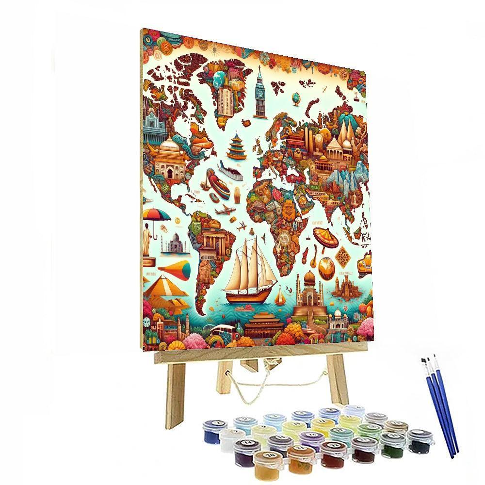 Wanderlust Map Adventure Painting Number Kit