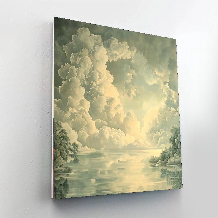 Zhao Mengfu Inspired Solitude Among Floating Clouds  Paint By Color