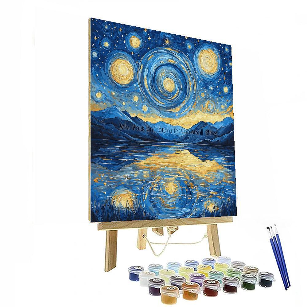 Vincent Van Gogh Inspired Starry Mountain Reflections  Numbered Painting Kits