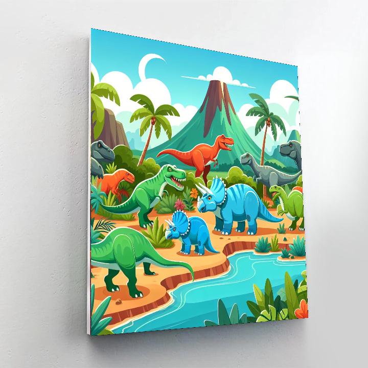 Colorful Dinosaur Safari Painting Number Kit