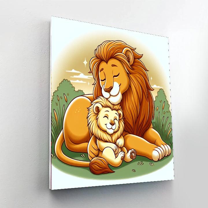 Loving Lion Cub Numbered Painting Kits
