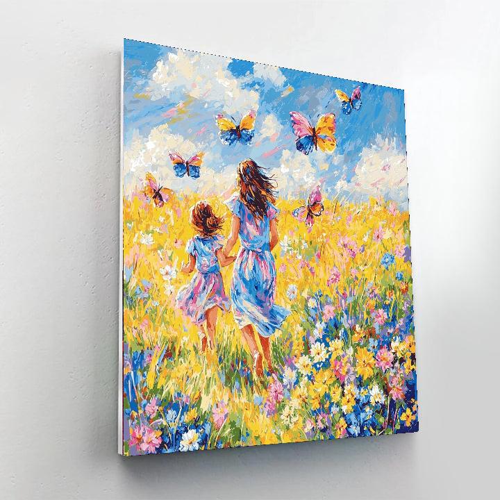 Chasing Butterflies With Mom Number Painting