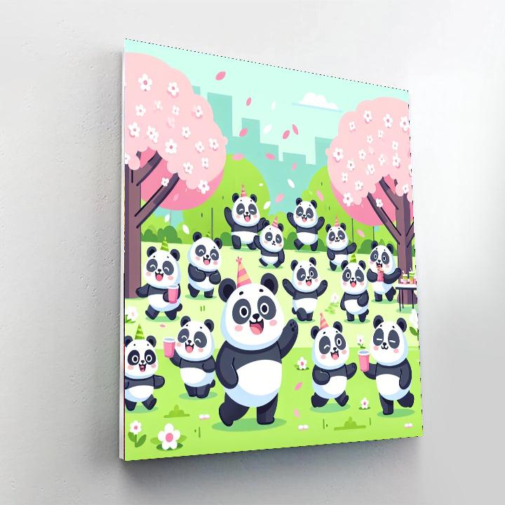 Panda Party In The Park Painting By Numbers Kit