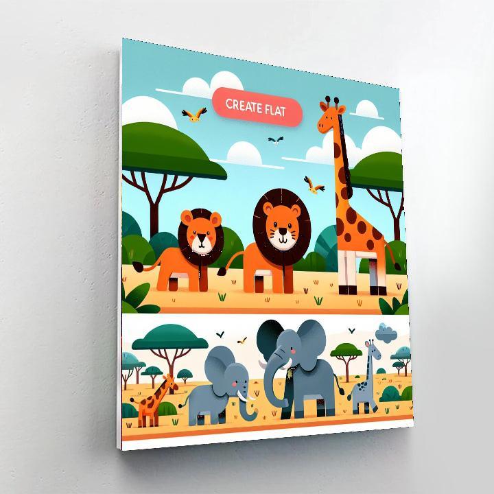 Safari Fun With Animal Friends Paint By Numbers Art