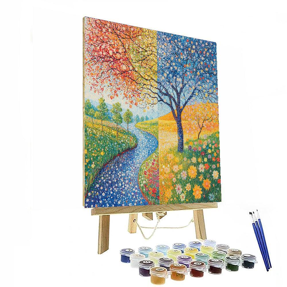 Georges Seurat Inspired Mosaic Of Seasons  Number Painting