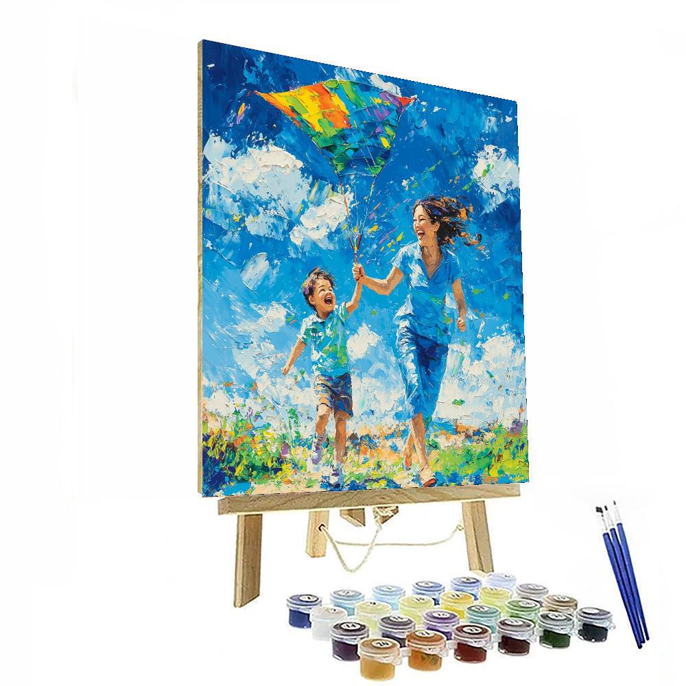 Kite Flying With Mom Painting By Numbers Kit