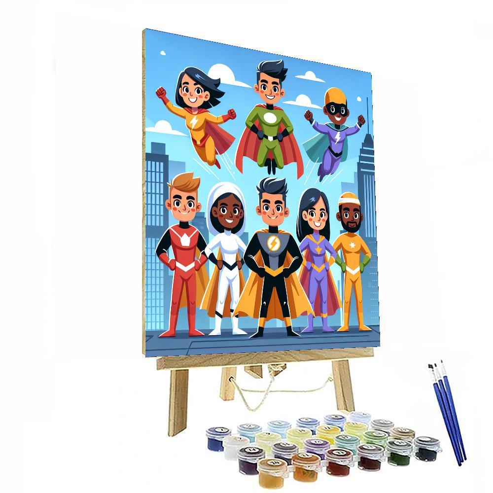 Friendly Superheroes Unite Painting By Numbers Kit