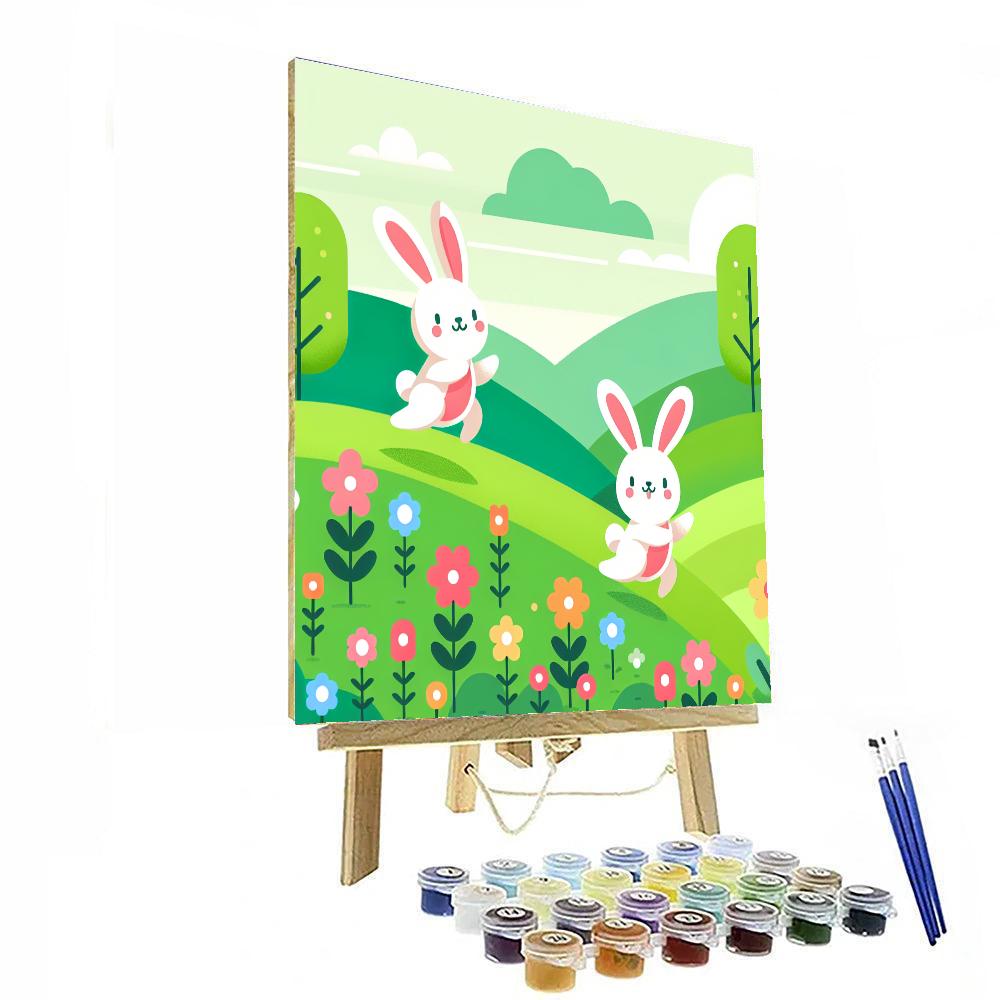 Bouncing Bunny Hill Painting Number Kit