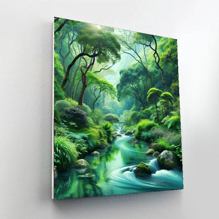 Gentle Stream In The Woods Paint By Color