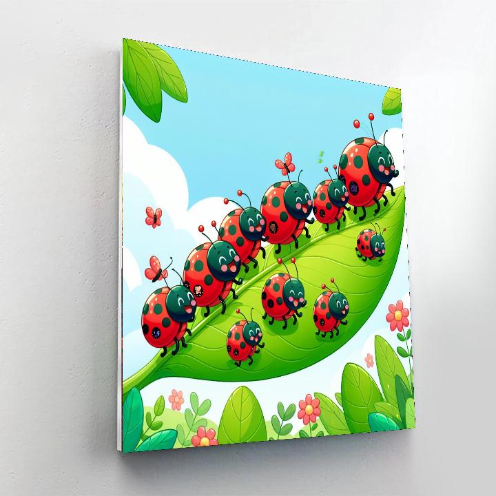 Cheery Ladybug Parade Paint By Numbers Art