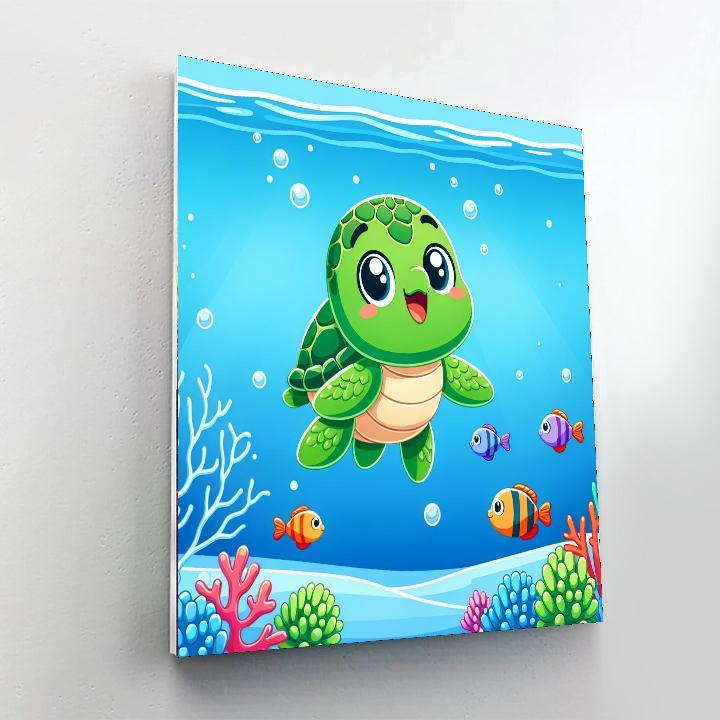 Adorable Baby Turtle Paint By Numbers Art