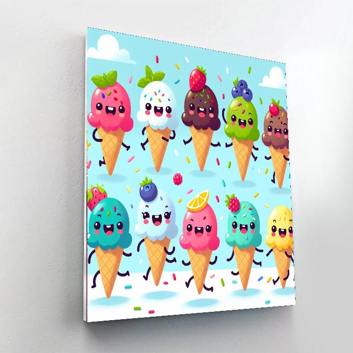 Dancing Ice Cream Treats Paint By Numbers Art