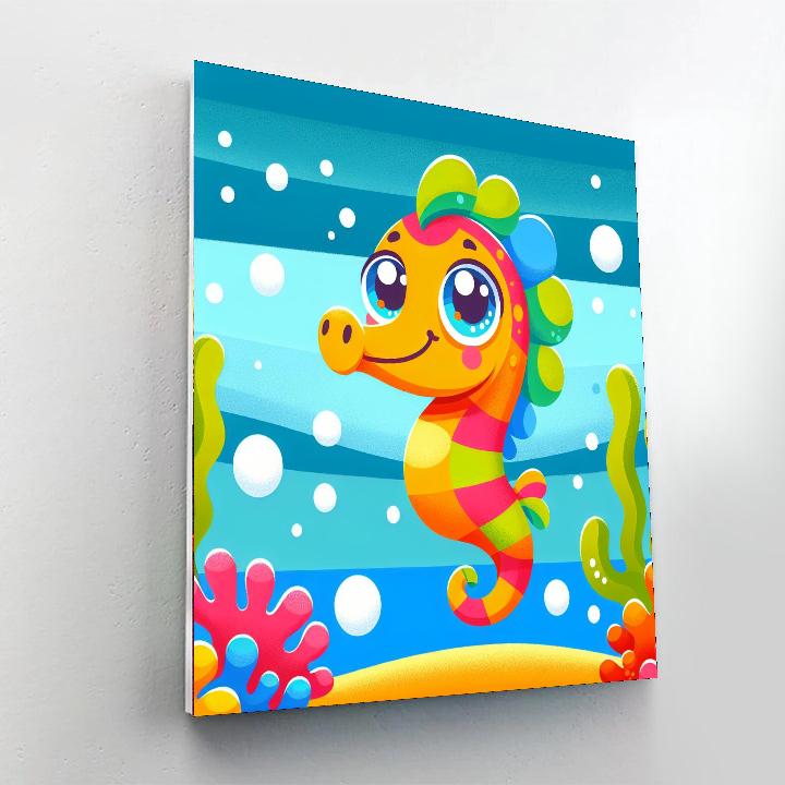 Bubbly Sea Horse Painting Number Kit
