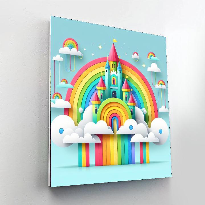 Rainbow Cloud Castle Paint By Numbers Art