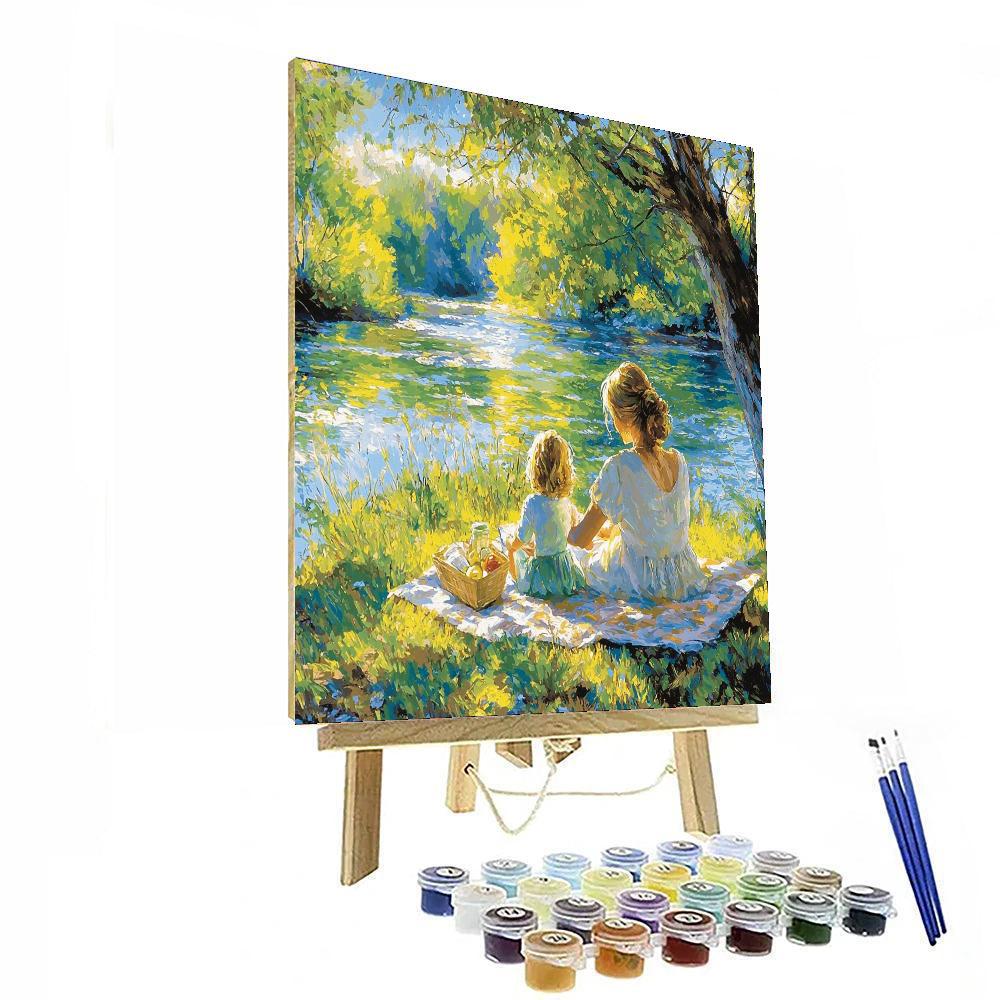 Picnic By The Riverbank Painting Number Kit