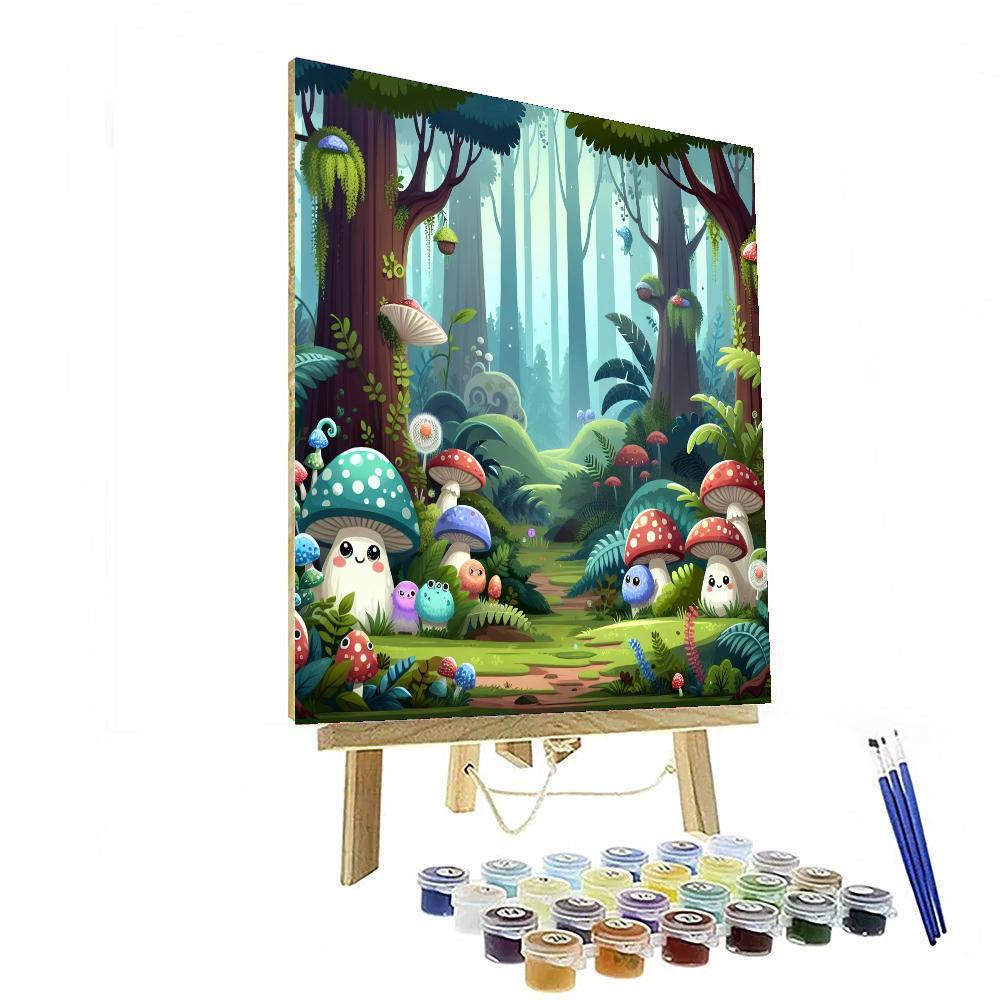 Mystical Mushroom Quest Number Painting