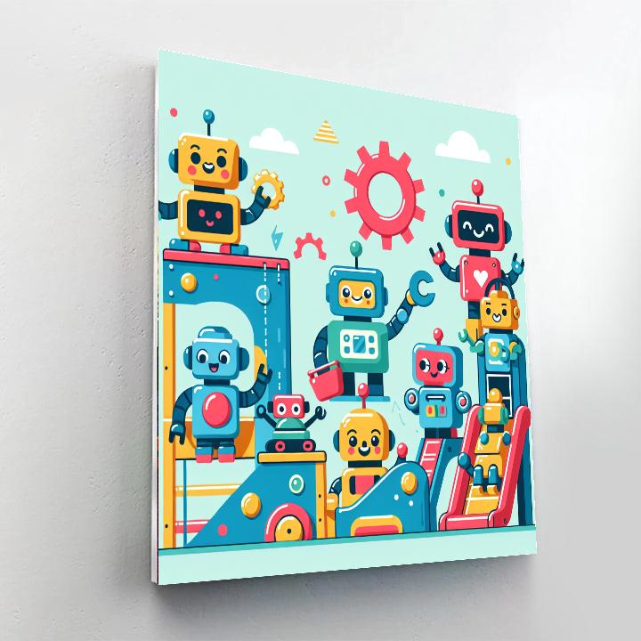 Jolly Robots' Mechanical Playground Paint By Numbers Kits