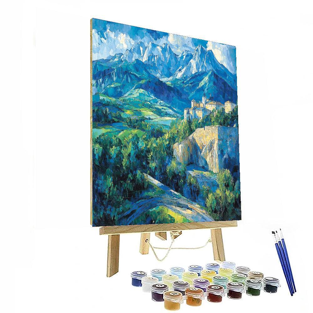 Paul Cézanne Inspired Geometric Mountain Vista  Paint By Number