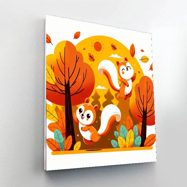 Mischievous Squirrel Family Paint By Numbers Art