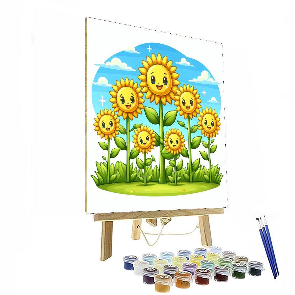Cheerful Sunflower Family Paint By Number
