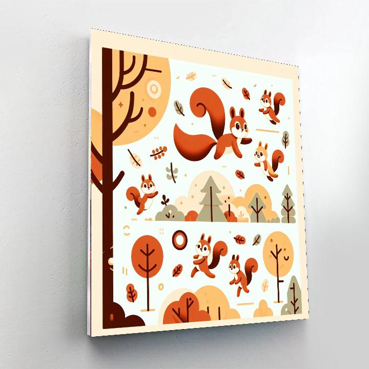 Sprightly Squirrel Shenanigans Number Painting