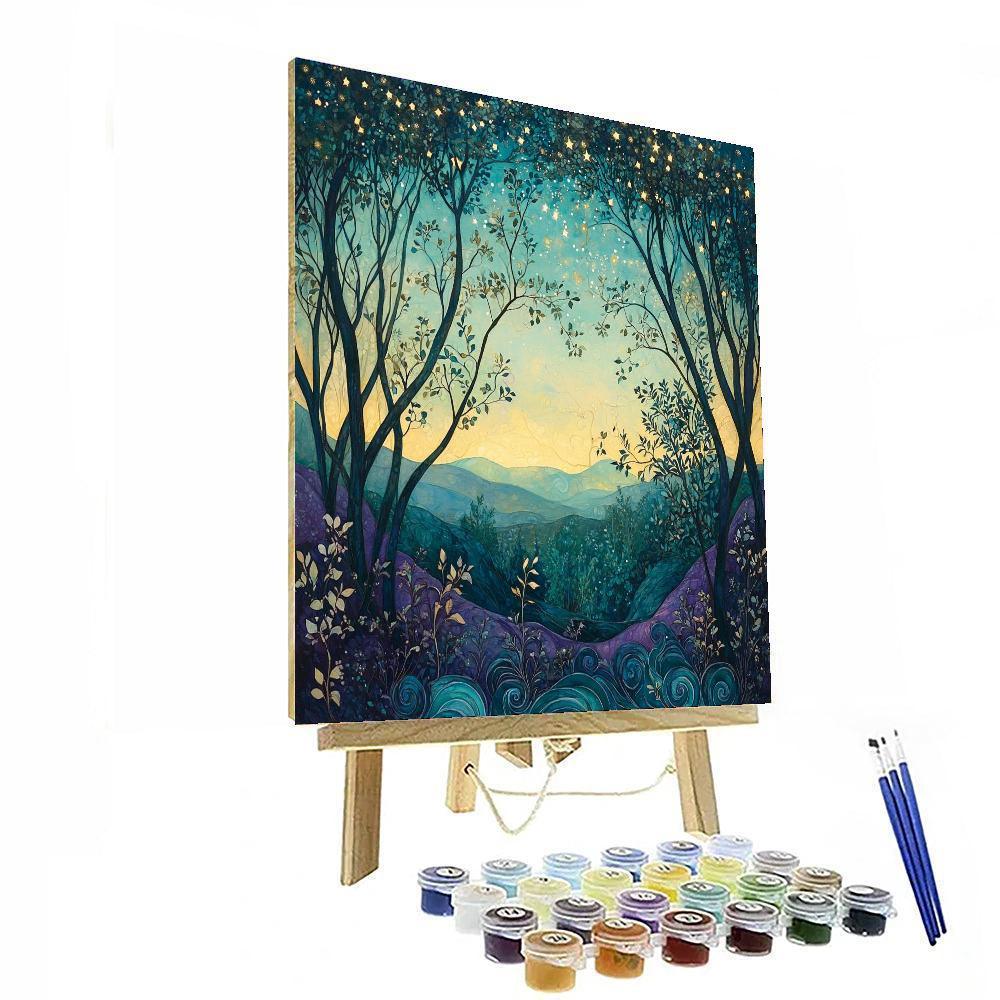 Alphonse Mucha Inspired Whispers Of The Midnight Forest  Numbered Painting Kits